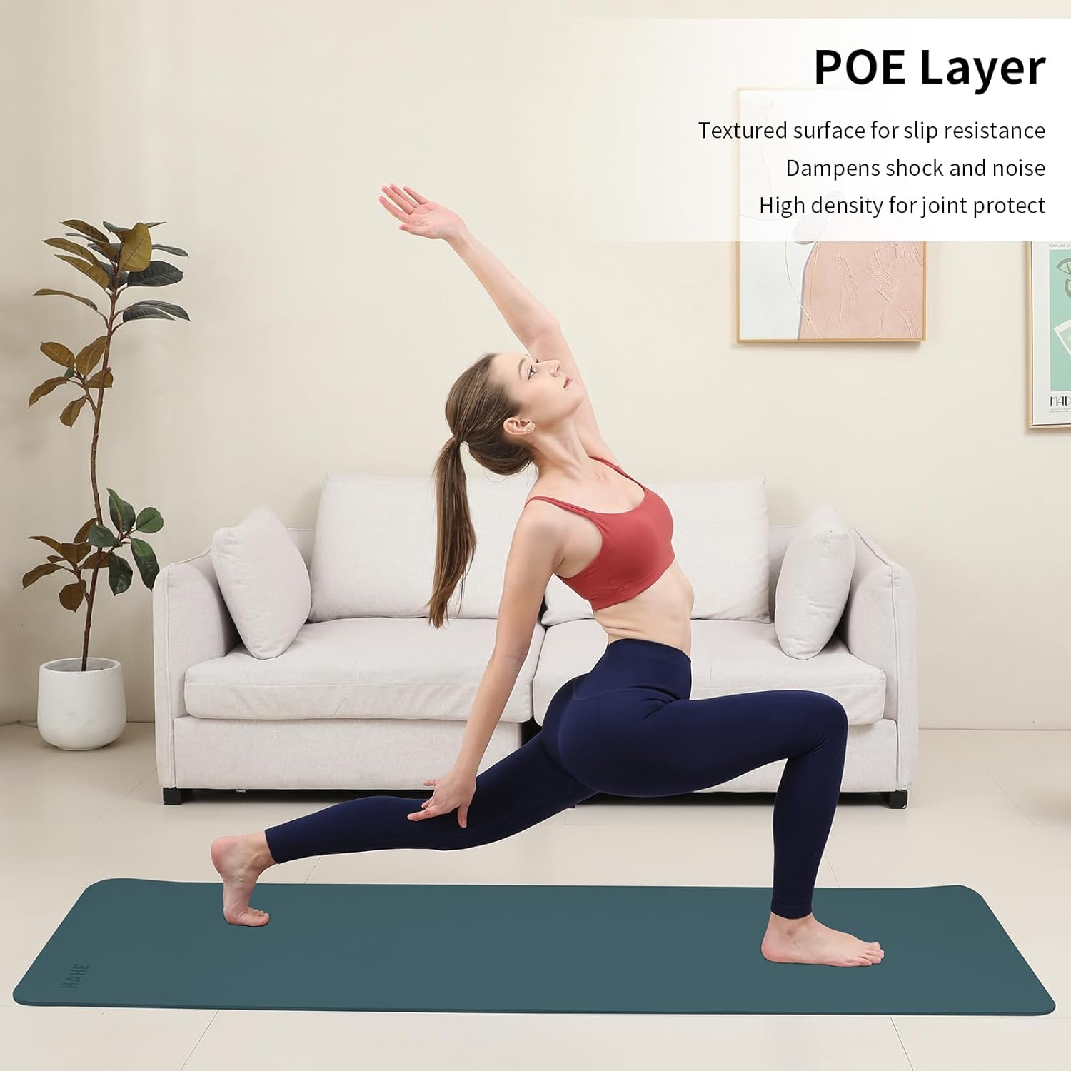 Non Slip Yoga Mat Thick (8MM,0.31"), POE Material High Rebound,Durable & Sweat Absorbent, for All Yoga Styles, Pilates & Home Floor Workouts (72" x 24") with Carrying Strap