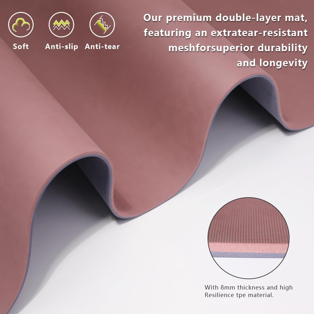 Large Yoga Mat - 80CM Wide Yoga Matt Non-Slip Thick 1/3 Inch Eco-Friendly Exercise Mat with Carrying Strap for Women Yoga, Pilates, Home Workouts (72x32")