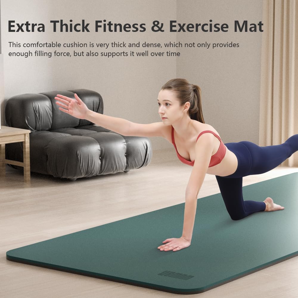 Large Yoga Mat - 80CM Wide Yoga Matt Non-Slip Thick 1/3 Inch Eco-Friendly Exercise Mat with Carrying Strap for Women Yoga, Pilates, Home Workouts (72x32")