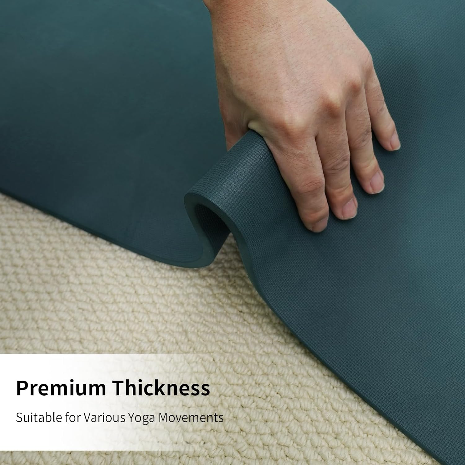 Non Slip Yoga Mat Thick (8MM,0.31"), POE Material High Rebound,Durable & Sweat Absorbent, for All Yoga Styles, Pilates & Home Floor Workouts (72" x 24") with Carrying Strap