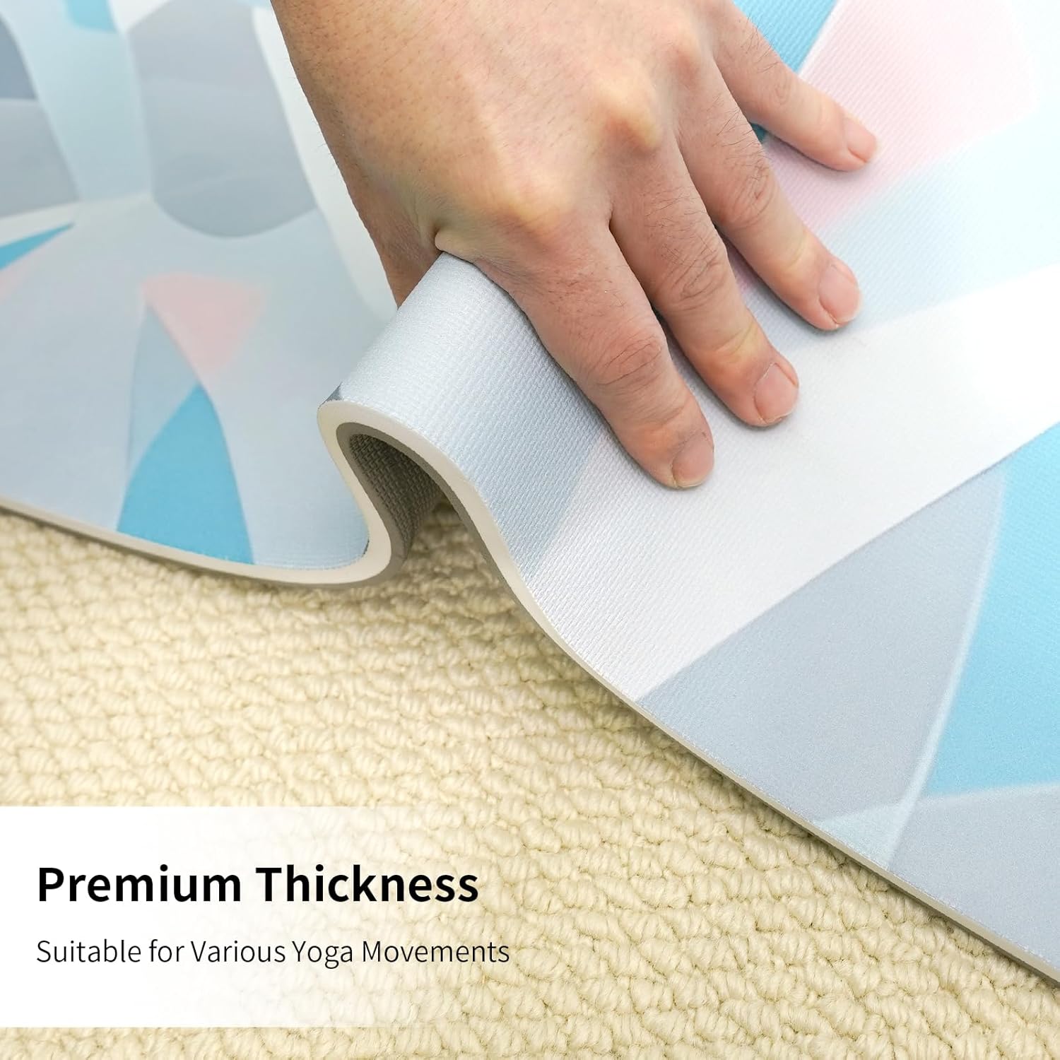 Non Slip Yoga Mat Thick (8MM,0.31"), POE Material High Rebound,Suitable for Yoga, Pilates, Fitness, and More, Provides Superior Cushioning and Support, Durable and Long-Lasting (72" x 24") with Carrying Strap