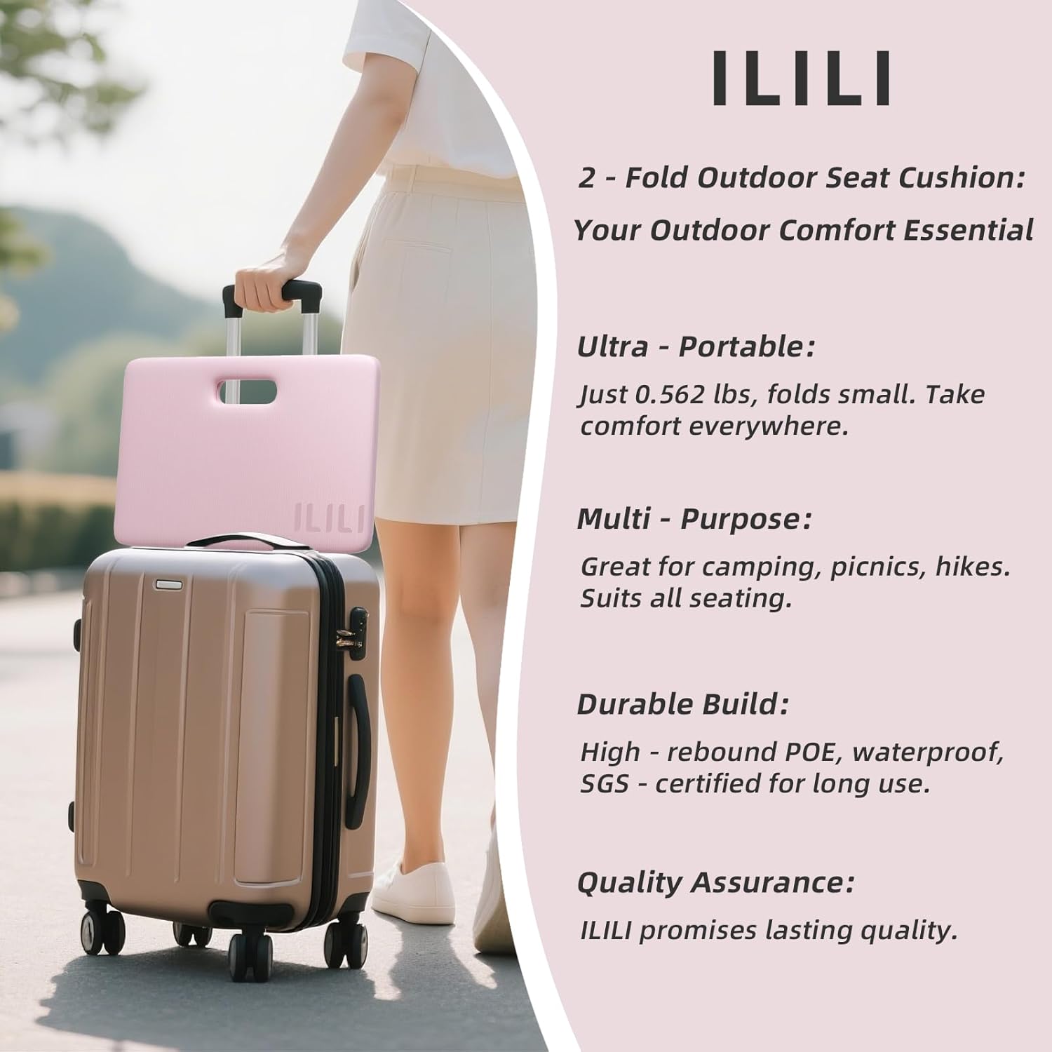 Foldable Yoga Kneeling Mat 1inch, TPE Soft Cushion for Knee Push-ups, Plank Support Pad, Elbow/Knee Support Folding Mat, Portable and Lightweight for Yoga Pilates, Fitness Exercise, Outdoor