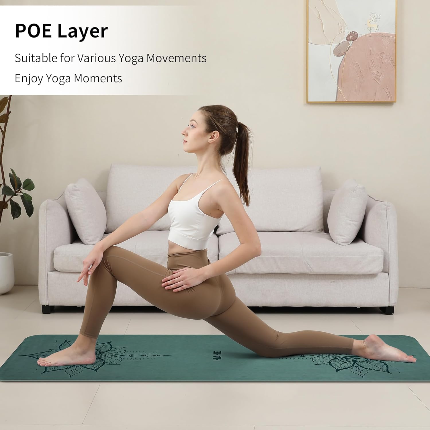 Yoga Mat Thick (8MM,1/3"), Eco-Friendly POE Non Slip Yoga Mat, High Rebound & Shock Absorption, Anti-Tear & Sweat-Resistant for Yoga, Fitness, Home, Workouts, Large Pilates Mats 72"x24" with Carrying Strap