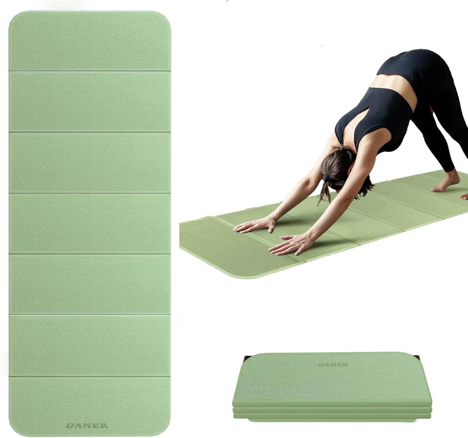 Foldable Extra Thick 1/2" Yoga Mat,Non Slip,Easy to Store for Yoga/Travel/Pilates/Workouts/Camping,Eco-Friendly Exercise (68.9"L x 24"W)