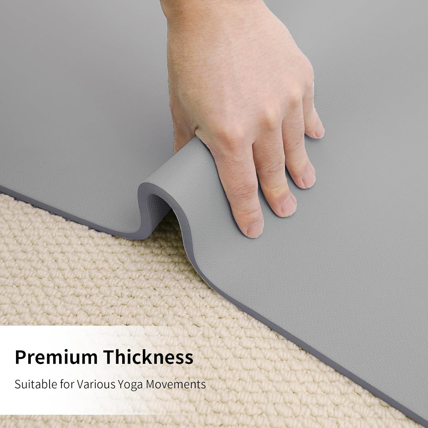 Non Slip Yoga Mat Thick,POE Material High Rebound,Durable & Sweat Absorbent, for All Yoga Styles, Pilates & Home Floor Workouts with Carrying Strap