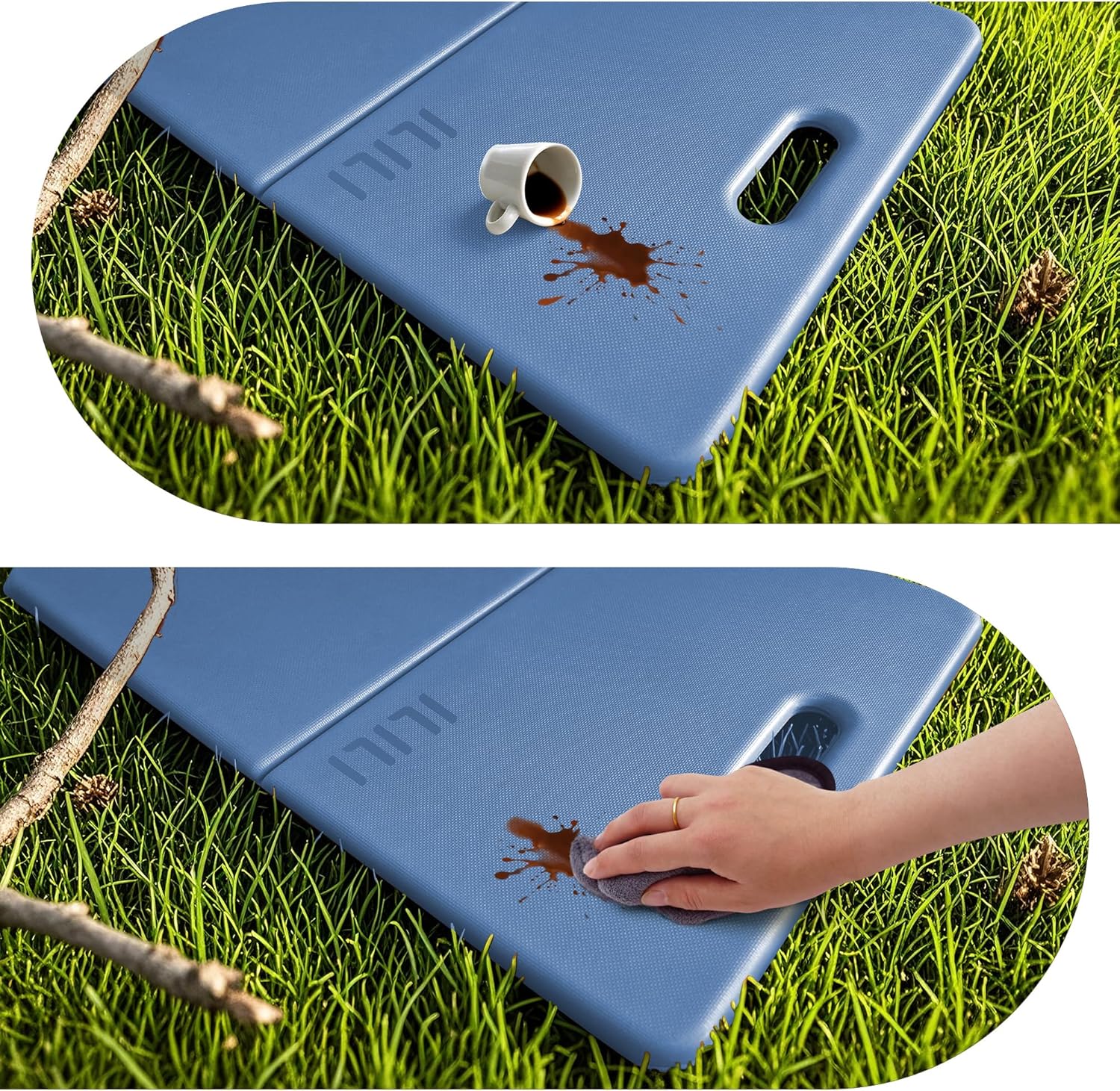 Foldable Garden Kneeling Pad - Waterproof Leather Bottom & TPE Material Top, Anti slip and Wear resistant, Carry Handle, 0.5 Inch Thick Cushioned, Knee Pad for Gardening, Cleaning, Kneeling Work