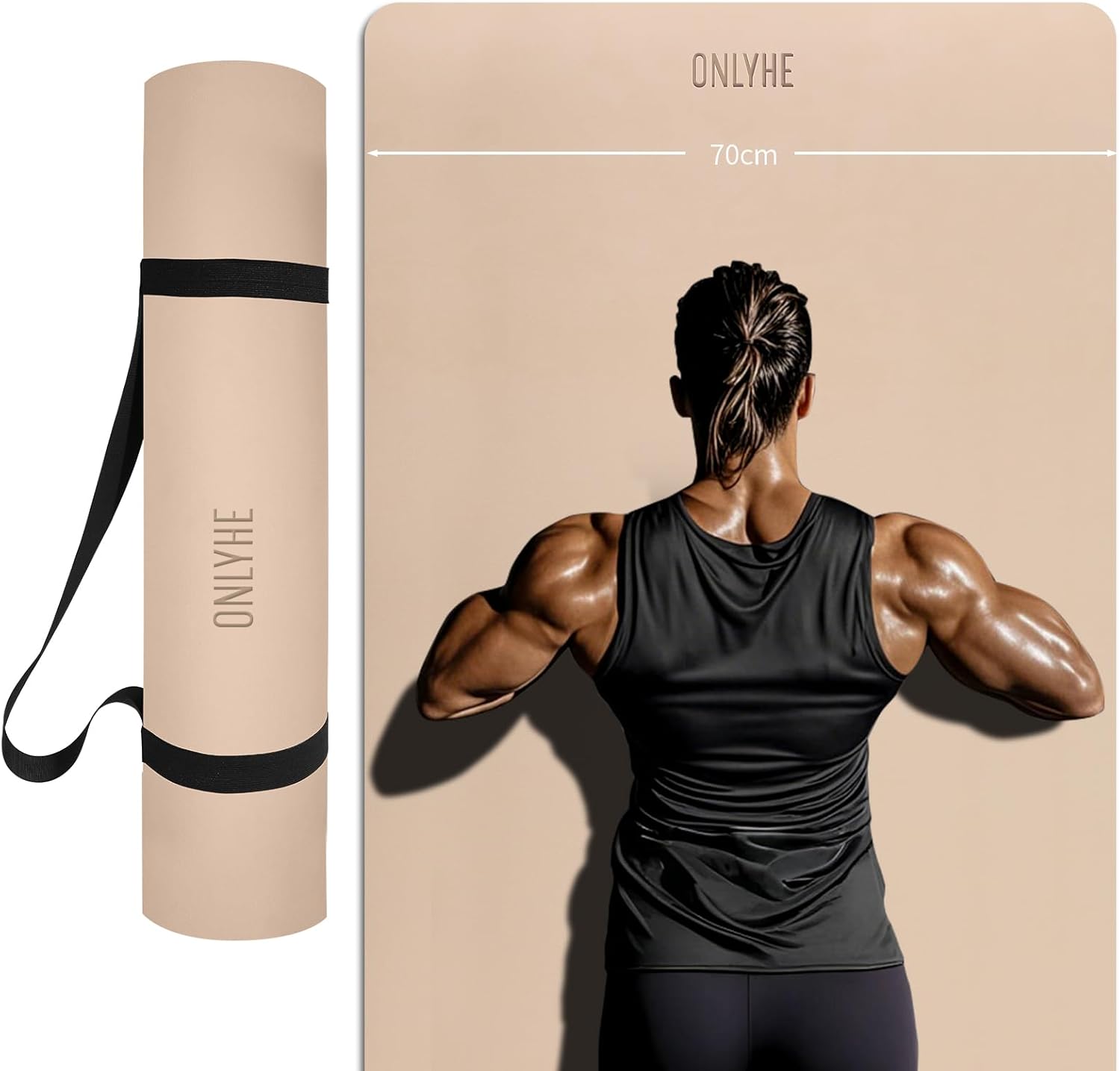 Extra Wide yoga mat 70cm Non Slip POE Exercise Mat Eco Friendly High Resiliency Fitness Mats With Strap for Women,gymnastics, Pilates, Home, Floor, Workout (72" x 27.5" x 0.32")