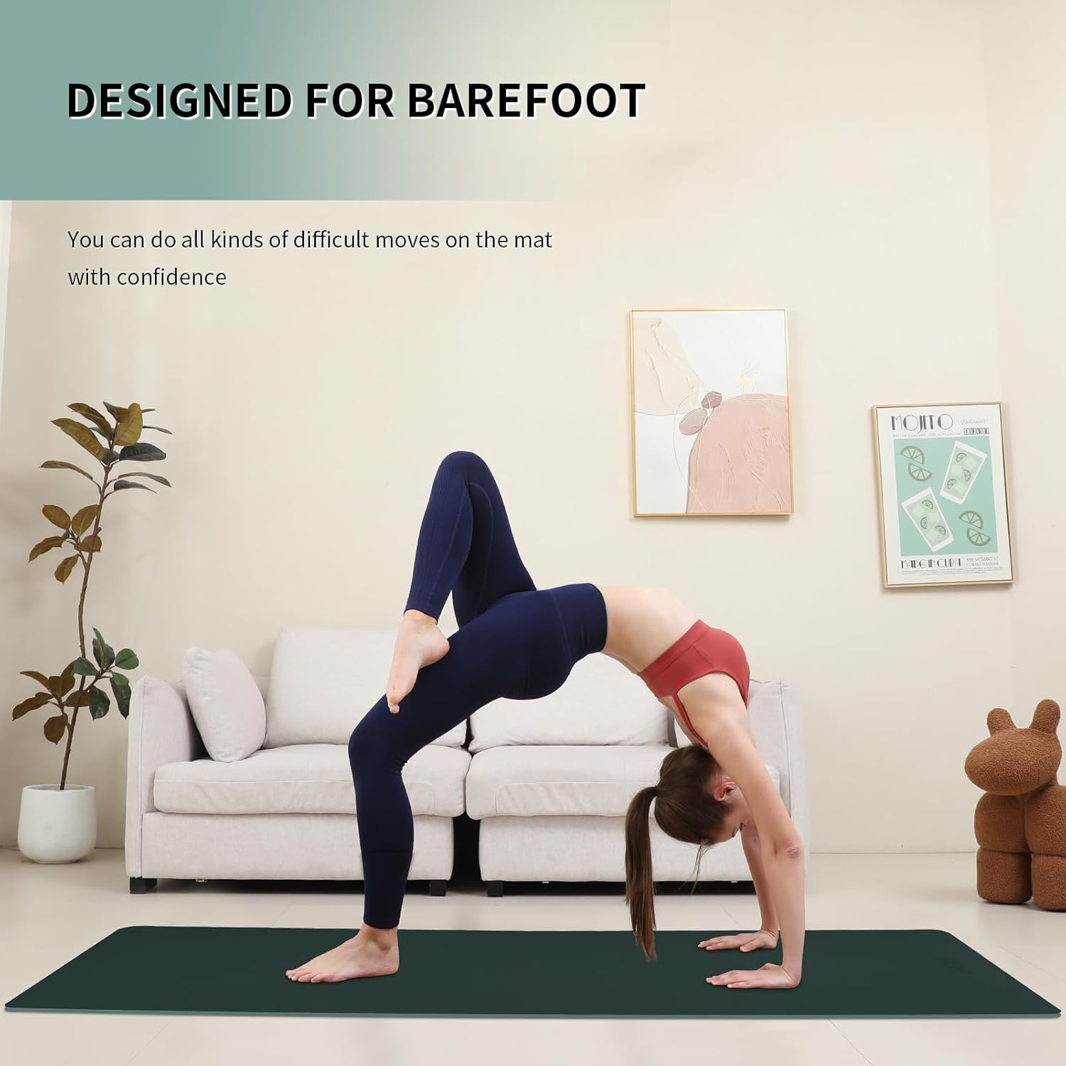 Extra Wide yoga mat 70cm Non Slip POE Exercise Mat Eco Friendly High Resiliency Fitness Mats With Strap for Women,gymnastics, Pilates, Home, Floor, Workout (72" x 27.5" x 0.32")