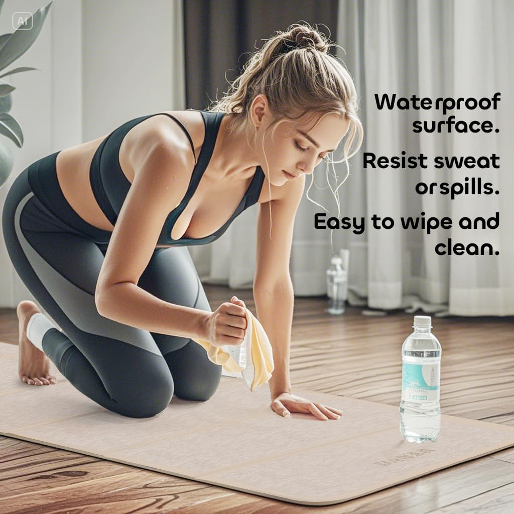 Foldable Extra Thick 1/2" Yoga Mat,Non Slip,Easy to Store for Yoga/Travel/Pilates/Workouts/Camping,Eco-Friendly Exercise (68.9"L x 24"W)