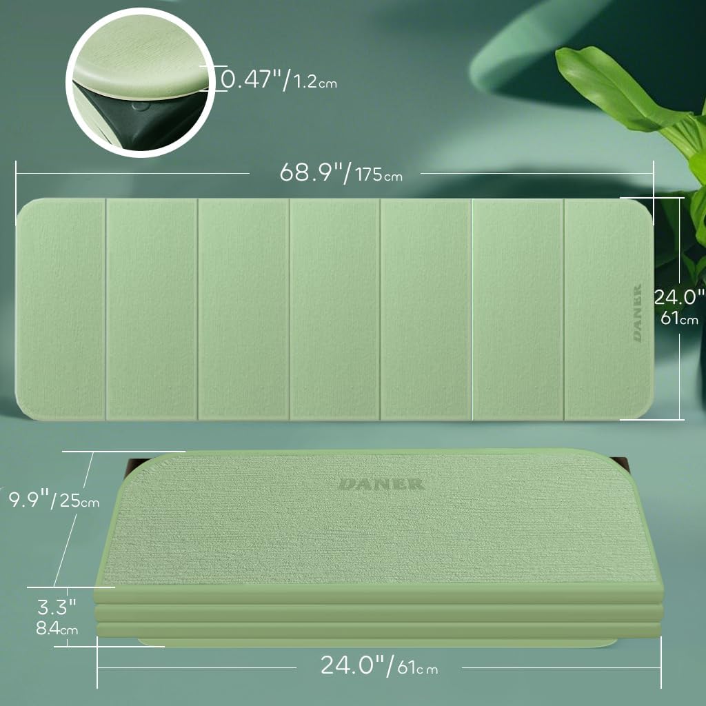 Foldable Extra Thick 1/2" Yoga Mat,Non Slip,Easy to Store for Yoga/Travel/Pilates/Workouts/Camping,Eco-Friendly Exercise (68.9"L x 24"W)