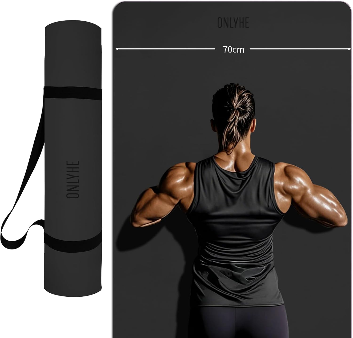 Extra Wide yoga mat 70cm Non Slip POE Exercise Mat Eco Friendly High Resiliency Fitness Mats With Strap for Women,gymnastics, Pilates, Home, Floor, Workout (72" x 27.5" x 0.32")