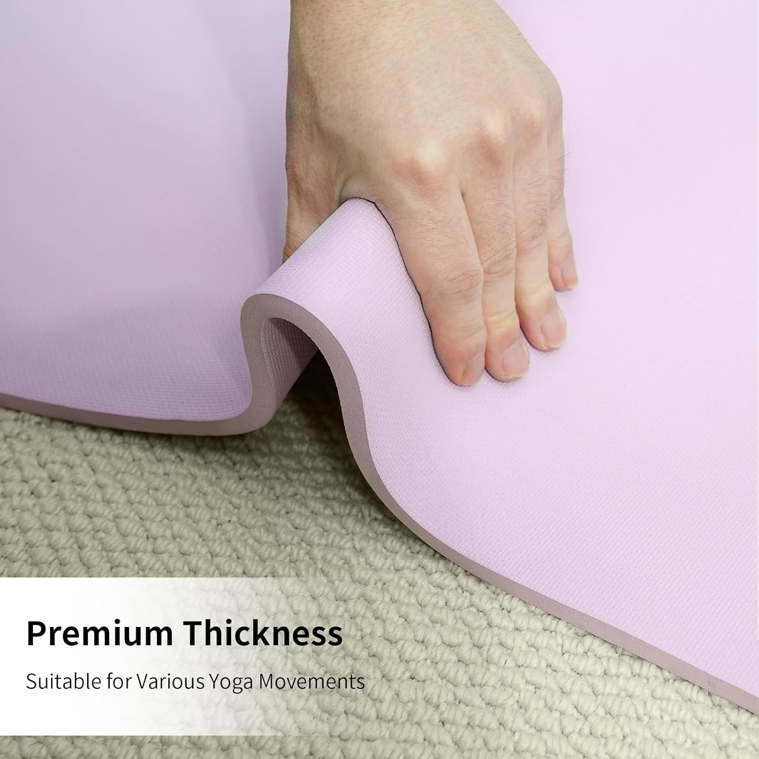 Non Slip Yoga Mat Thick,POE Material High Rebound,Durable & Sweat Absorbent, for All Yoga Styles, Pilates & Home Floor Workouts with Carrying Strap