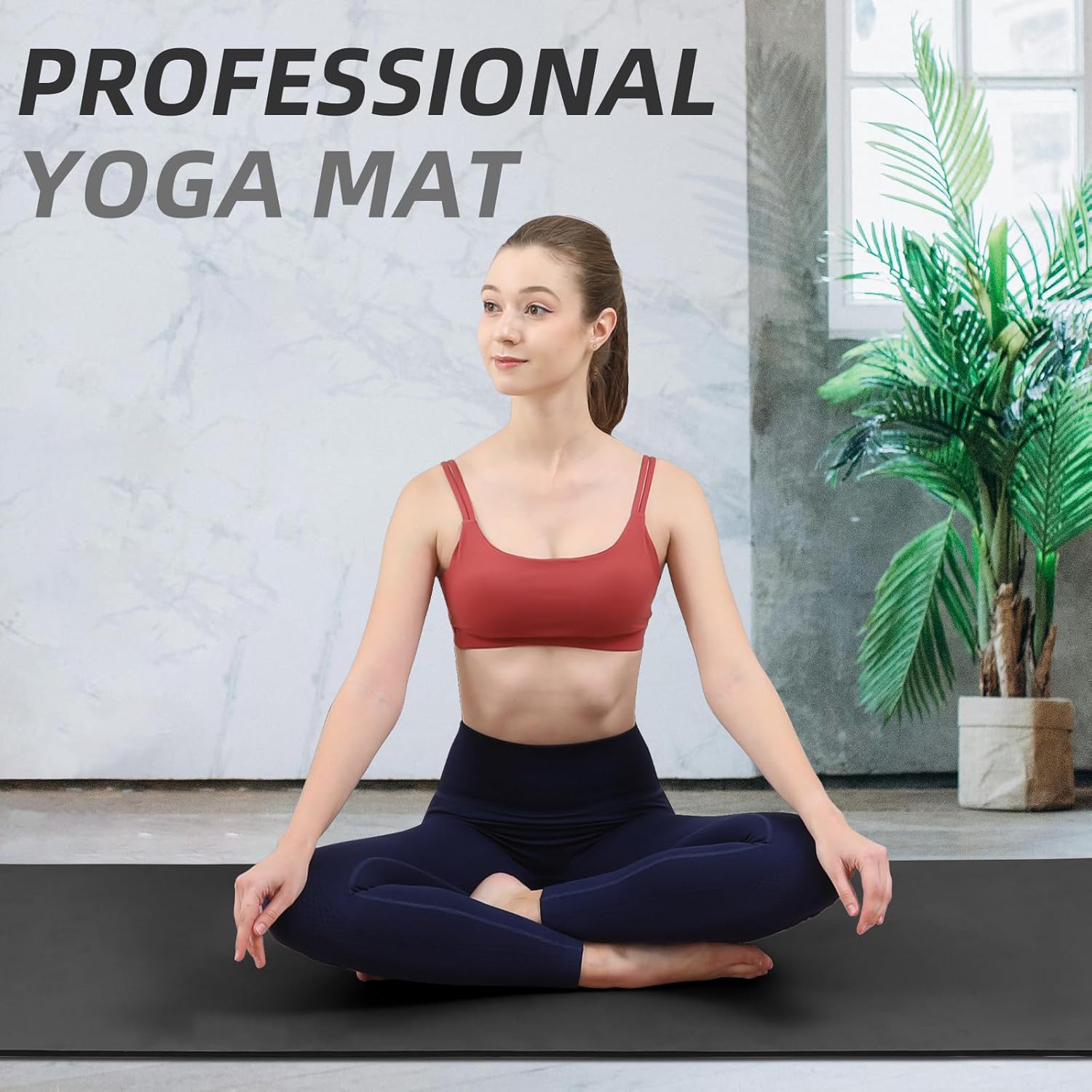 Extra Wide Yoga Mat 66cm & 8mm thick Exercise mat, Soft Lightweight POE Fitness Mat with strap, High Elasticity, Anti-fatigue for Women, Yoga, Camping, Travel, Gym & Outdoor | 72"x26" x0.31”(Black)