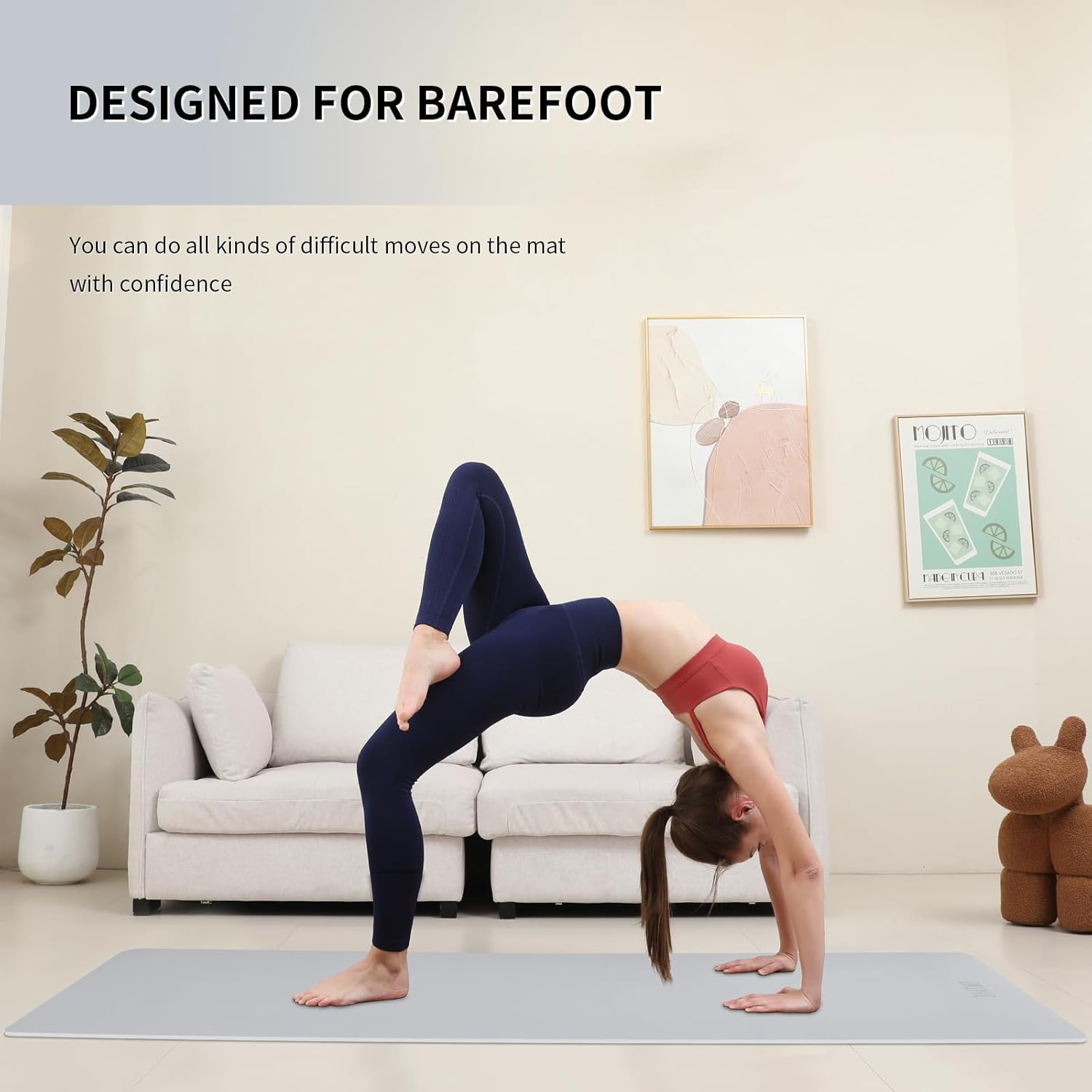 Extra Wide yoga mat 70cm Non Slip POE Exercise Mat Eco Friendly High Resiliency Fitness Mats With Strap for Women,gymnastics, Pilates, Home, Floor, Workout (72" x 27.5" x 0.32")