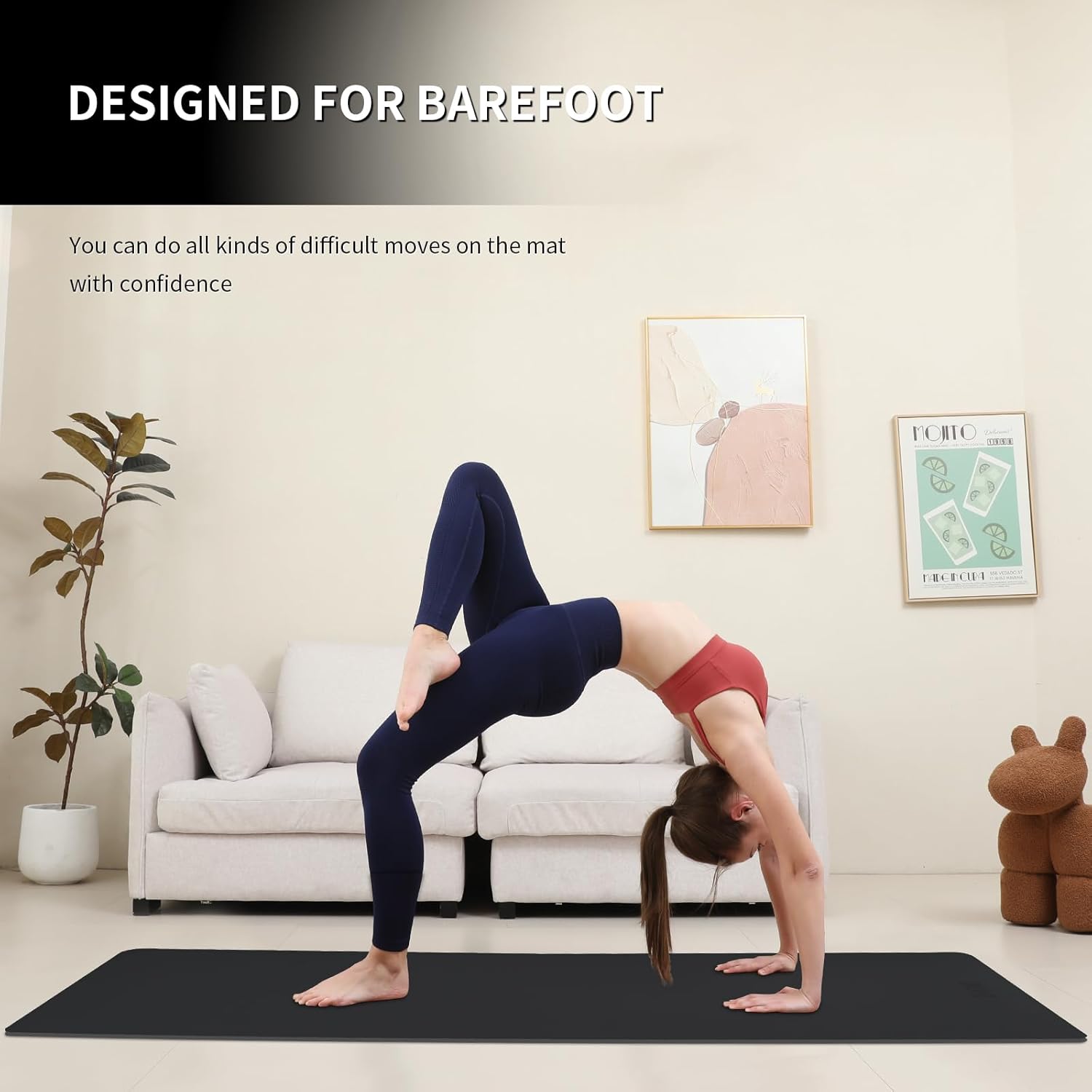 Extra Wide yoga mat 70cm Non Slip POE Exercise Mat Eco Friendly High Resiliency Fitness Mats With Strap for Women,gymnastics, Pilates, Home, Floor, Workout (72" x 27.5" x 0.32")