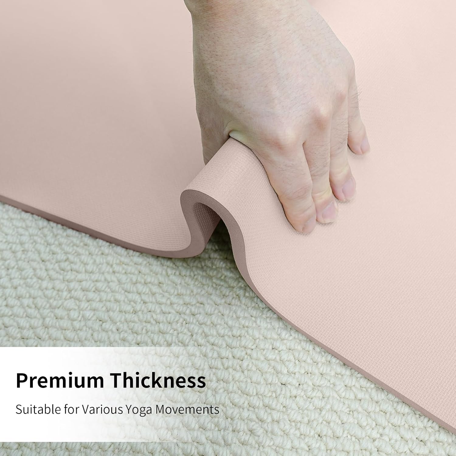 Non Slip Yoga Mat Thick,POE Material High Rebound,Durable & Sweat Absorbent, for All Yoga Styles, Pilates & Home Floor Workouts with Carrying Strap