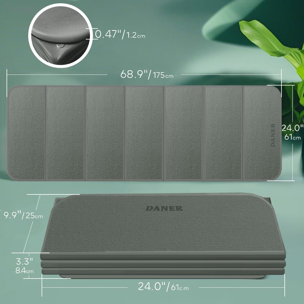 Foldable Extra Thick 1/2" Yoga Mat,Non Slip,Easy to Store for Yoga/Travel/Pilates/Workouts/Camping,Eco-Friendly Exercise (68.9"L x 24"W)