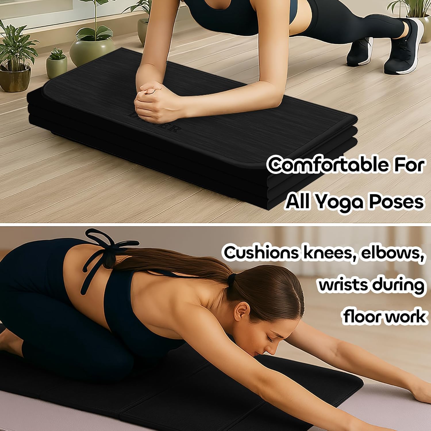 Foldable Extra Thick 1/2" Yoga Mat,Non Slip,Easy to Store for Yoga/Travel/Pilates/Workouts/Camping,Eco-Friendly Exercise (68.9"L x 24"W)