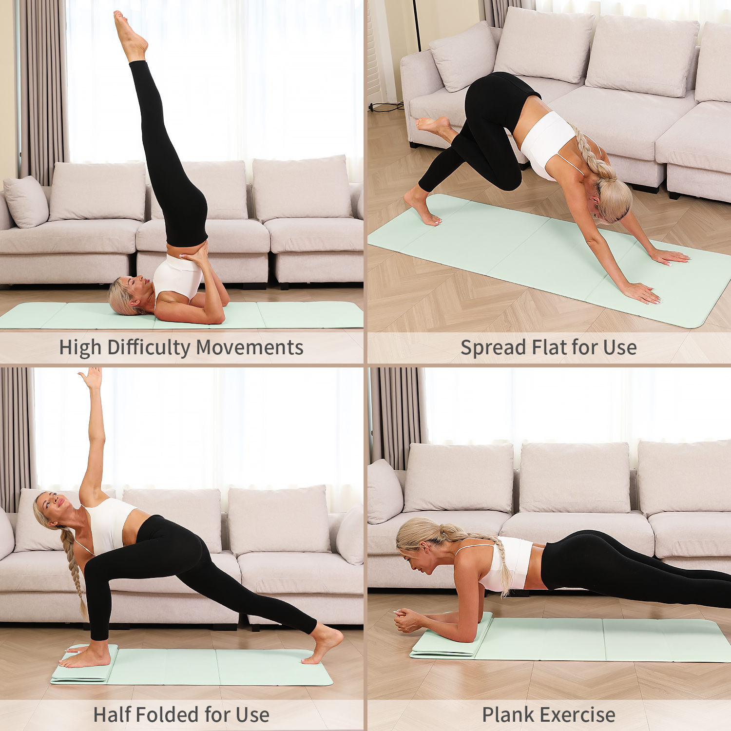 Foldable Yoga Mat - 10mm Extra Thick, 75"26" Non-Slip Exercise Fitness Mat | SGS Eco-Certified, Portable for Yoga/Pilates/Studio/Home Workout