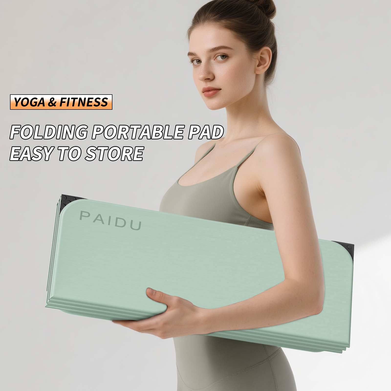 Foldable Fitness Yoga Mat | 2/5" (10MM) Extra Thick | SGS Certified Non-Slip TPE | 75x26" Extra Long-Wide | Portable & Easy Store | for Yoga, Pilates, Home Gym & Full-Body Workouts