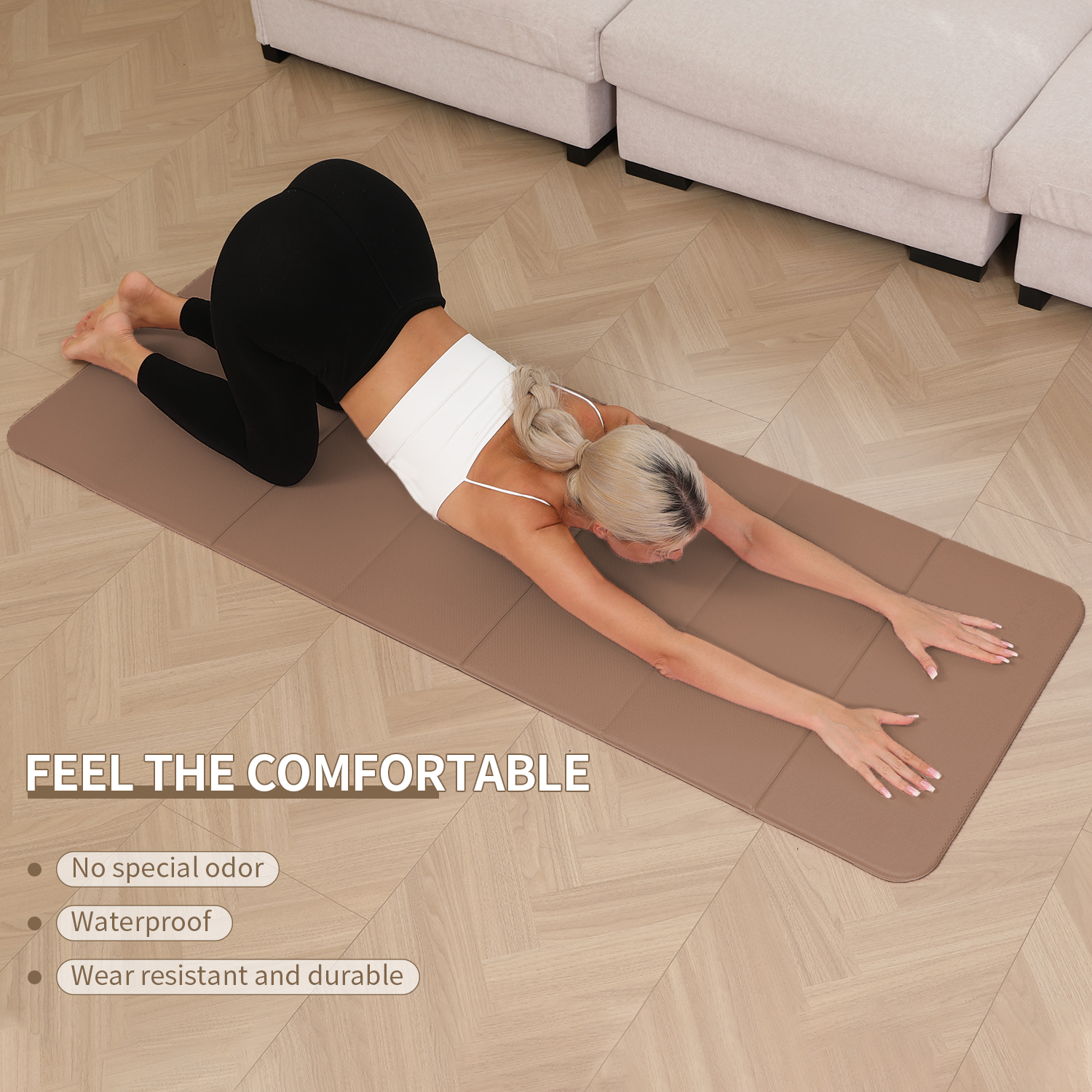 Foldable Yoga Mat - 10mm Extra Thick, 75"26" Non-Slip Exercise Fitness Mat | SGS Eco-Certified, Portable for Yoga/Pilates/Studio/Home Workout