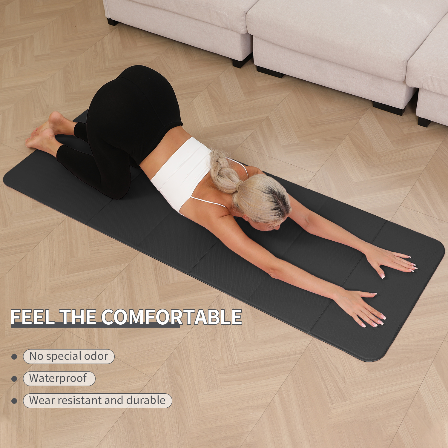 Foldable Yoga Mat - 10mm Extra Thick, 75"26" Non-Slip Exercise Fitness Mat | SGS Eco-Certified, Portable for Yoga/Pilates/Studio/Home Workout