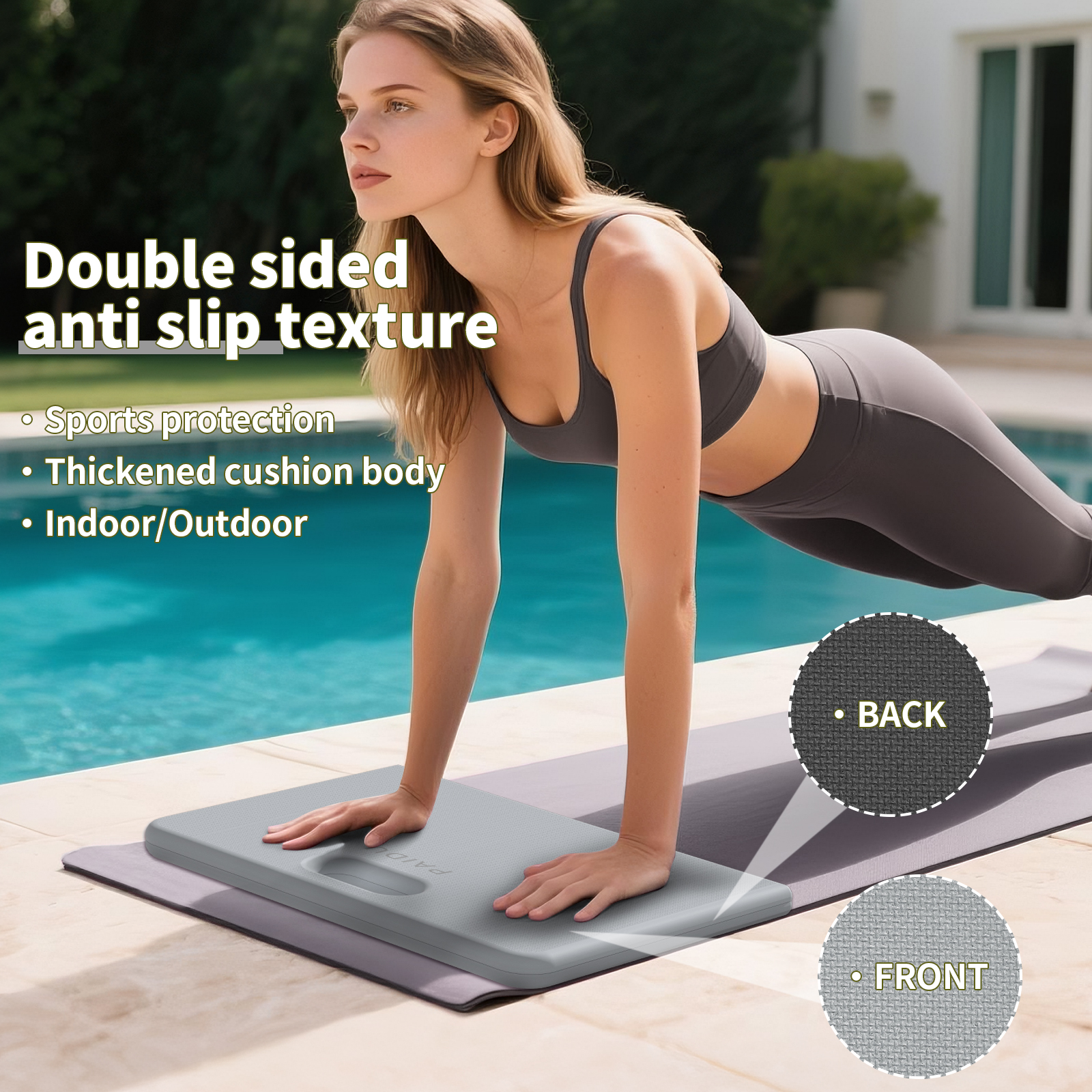 Yoga Knee Pad - 1 Inch Thick with Extra Cushioning, Pain-Free for Knees, Elbows, Wrists and Back | Foldable and Multi-Functional, Suitable for Home Gym, Pilates, Plank, Abdominal Training Fitness Mat