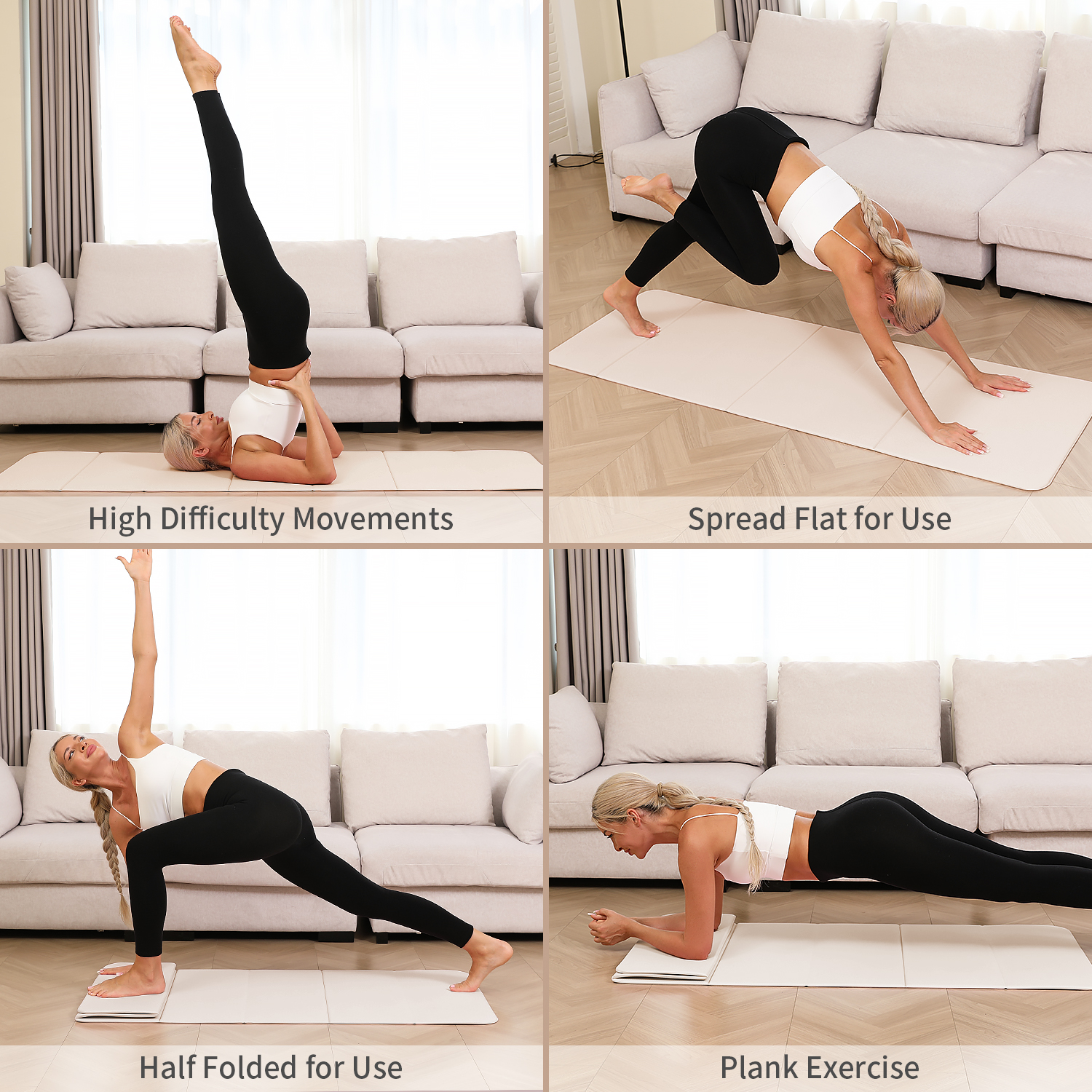 Foldable Yoga Mat - 10mm Extra Thick, 75"26" Non-Slip Exercise Fitness Mat | SGS Eco-Certified, Portable for Yoga/Pilates/Studio/Home Workout