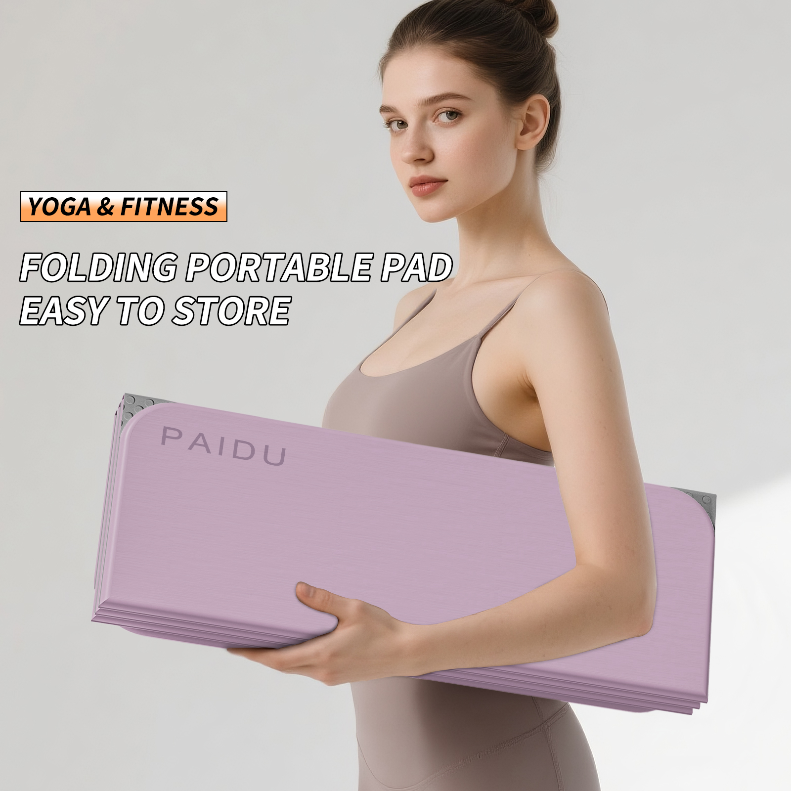 Foldable Fitness Yoga Mat | 2/5" (10MM) Extra Thick | SGS Certified Non-Slip TPE | 75x26" Extra Long-Wide | Portable & Easy Store | for Yoga, Pilates, Home Gym & Full-Body Workouts