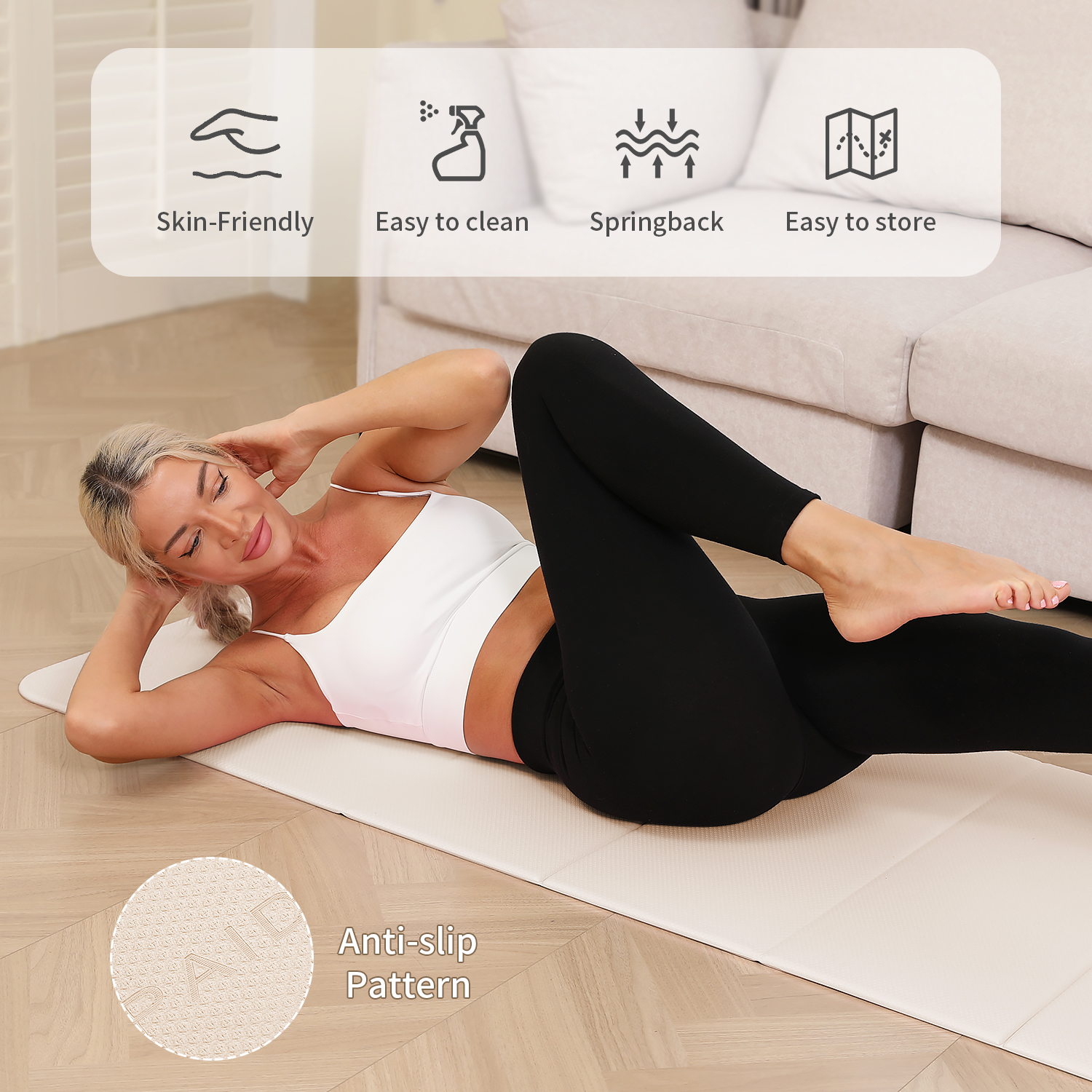 Foldable Yoga Mat - 10mm Extra Thick, 75"26" Non-Slip Exercise Fitness Mat | SGS Eco-Certified, Portable for Yoga/Pilates/Studio/Home Workout