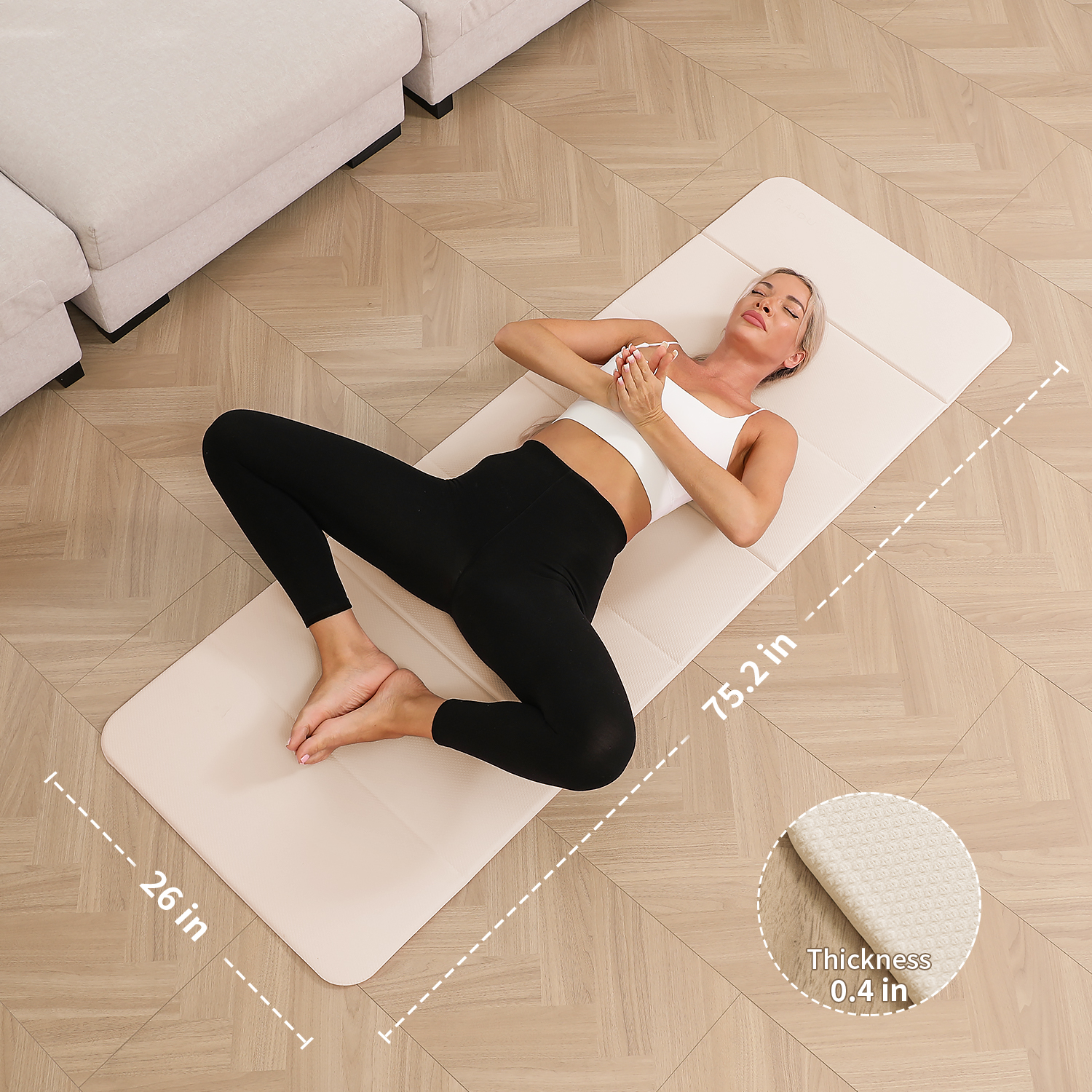 Foldable Yoga Mat - 10mm Extra Thick, 75"26" Non-Slip Exercise Fitness Mat | SGS Eco-Certified, Portable for Yoga/Pilates/Studio/Home Workout