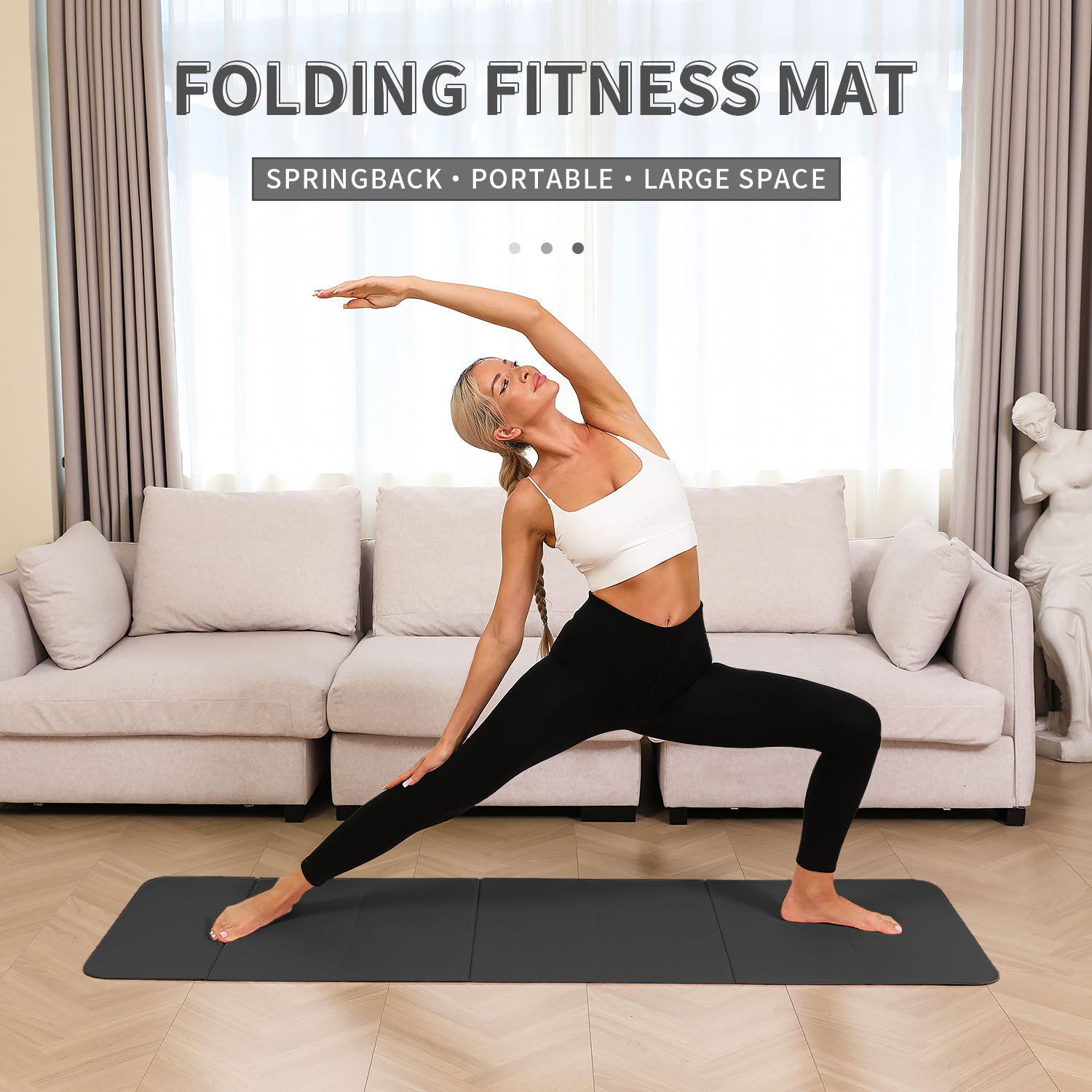 Foldable Yoga Mat - 10mm Extra Thick, 75"26" Non-Slip Exercise Fitness Mat | SGS Eco-Certified, Portable for Yoga/Pilates/Studio/Home Workout