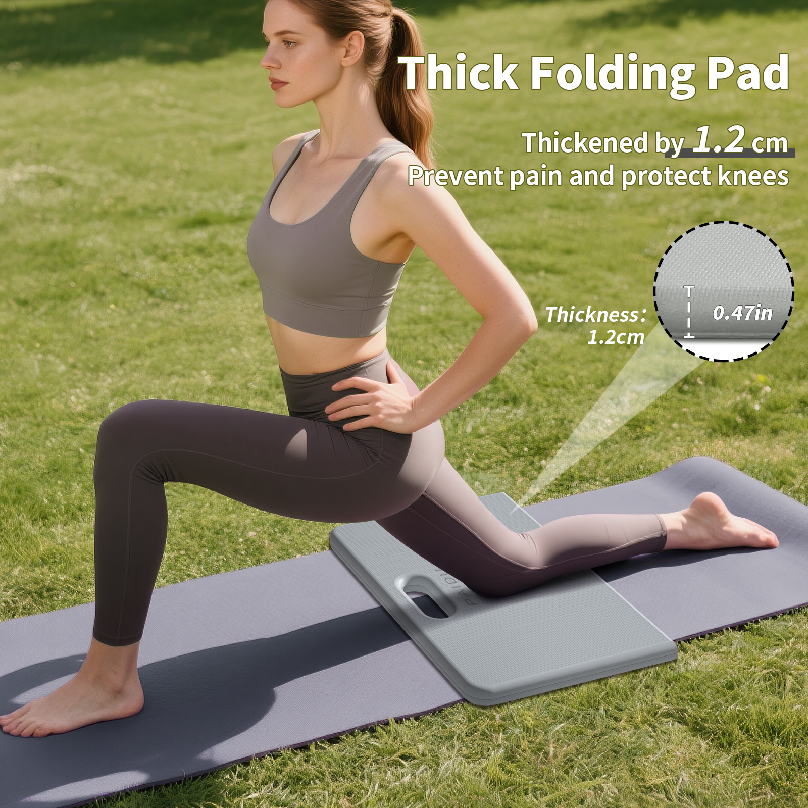 Yoga Knee Pad - 1 Inch Thick with Extra Cushioning, Pain-Free for Knees, Elbows, Wrists and Back | Foldable and Multi-Functional, Suitable for Home Gym, Pilates, Plank, Abdominal Training Fitness Mat