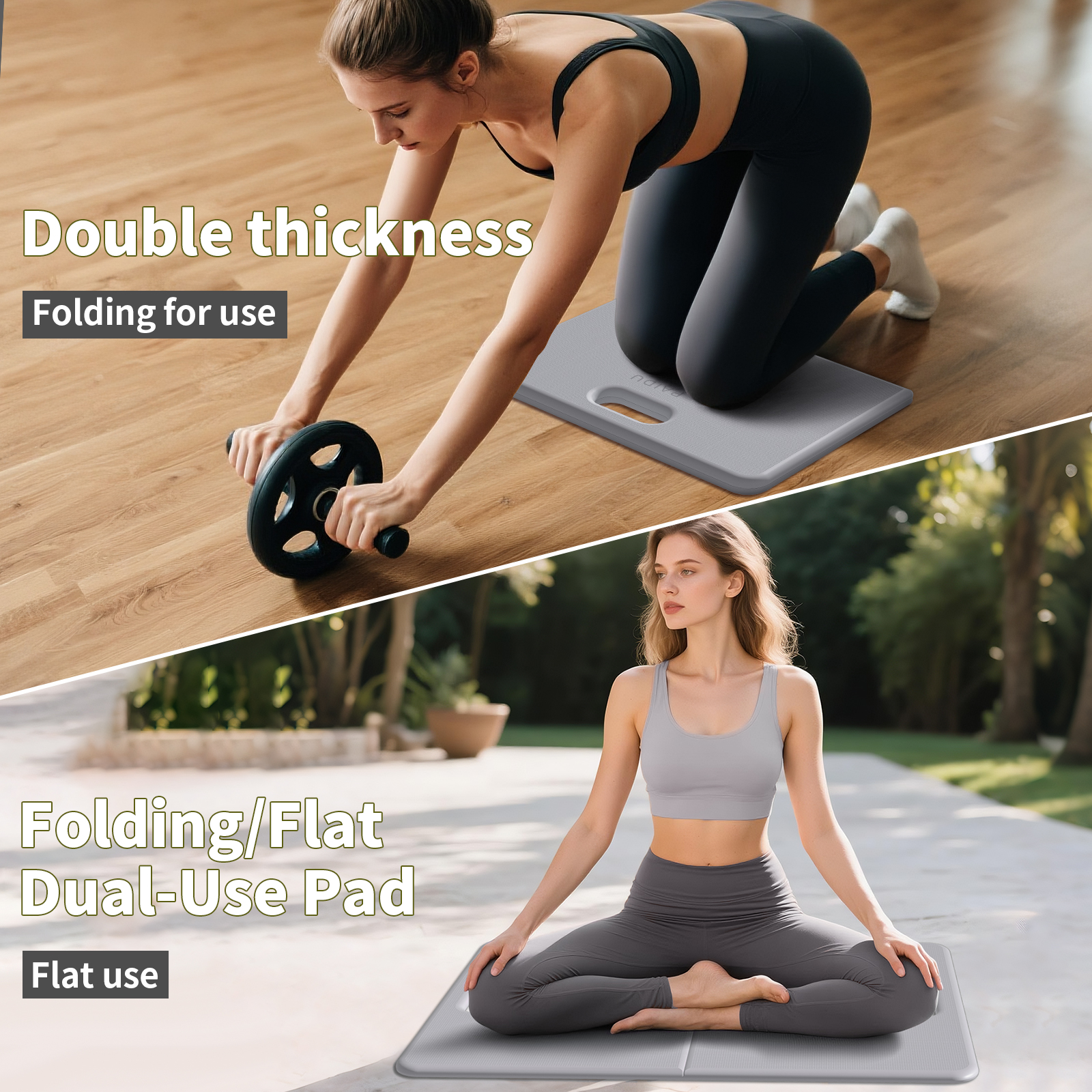 Yoga Knee Pad - 1 Inch Thick with Extra Cushioning, Pain-Free for Knees, Elbows, Wrists and Back | Foldable and Multi-Functional, Suitable for Home Gym, Pilates, Plank, Abdominal Training Fitness Mat