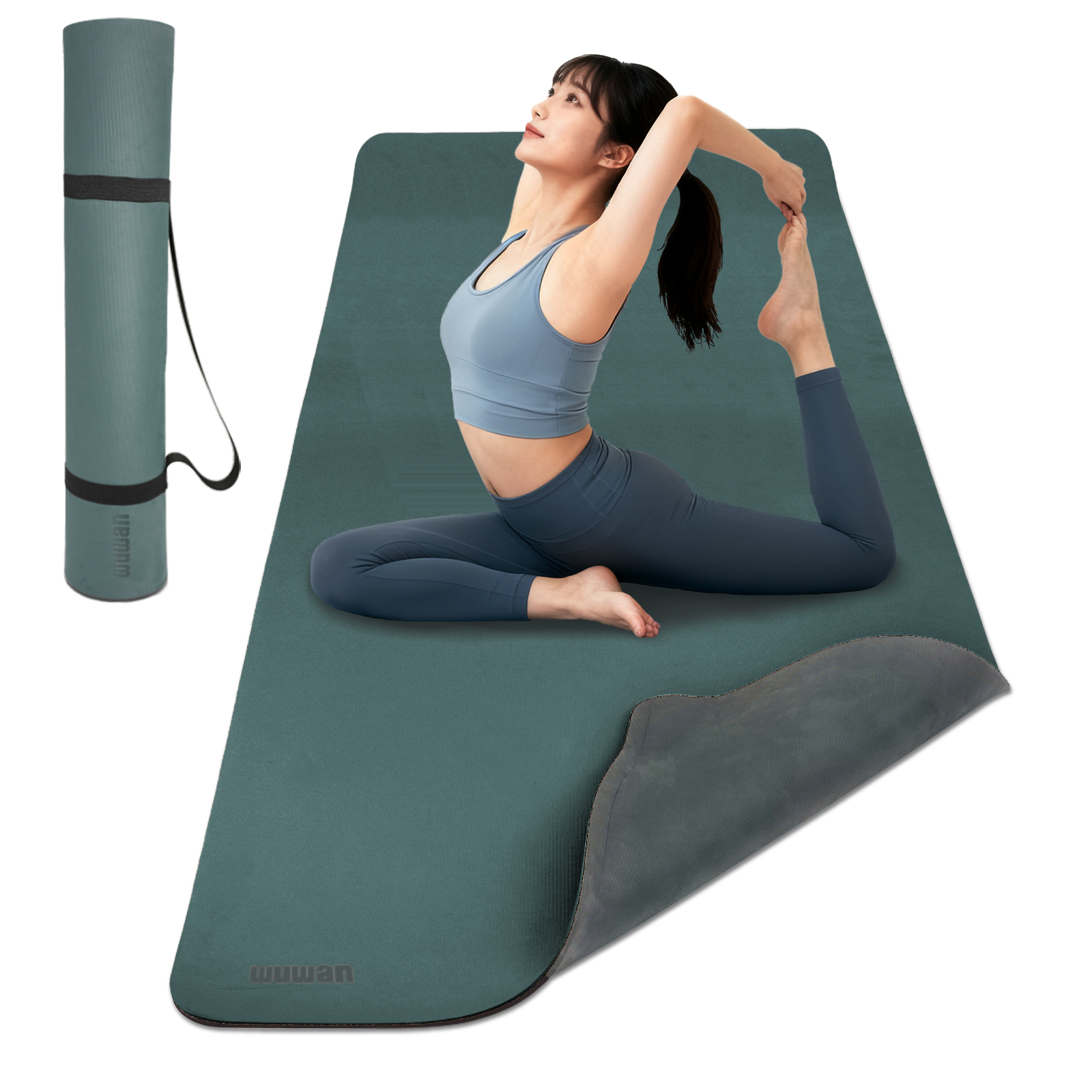 Yoga Mat, Anti-Slip, 72.0 x 31.5 x 0.3 inches (183 x 80 x 0.8 cm), Thick, Wide, Large, Fitness, Exercise Mat, Eco-friendly TPE Material, Carry Strap, Hot Yoga, Stretching, Workout, Women's, Yoga