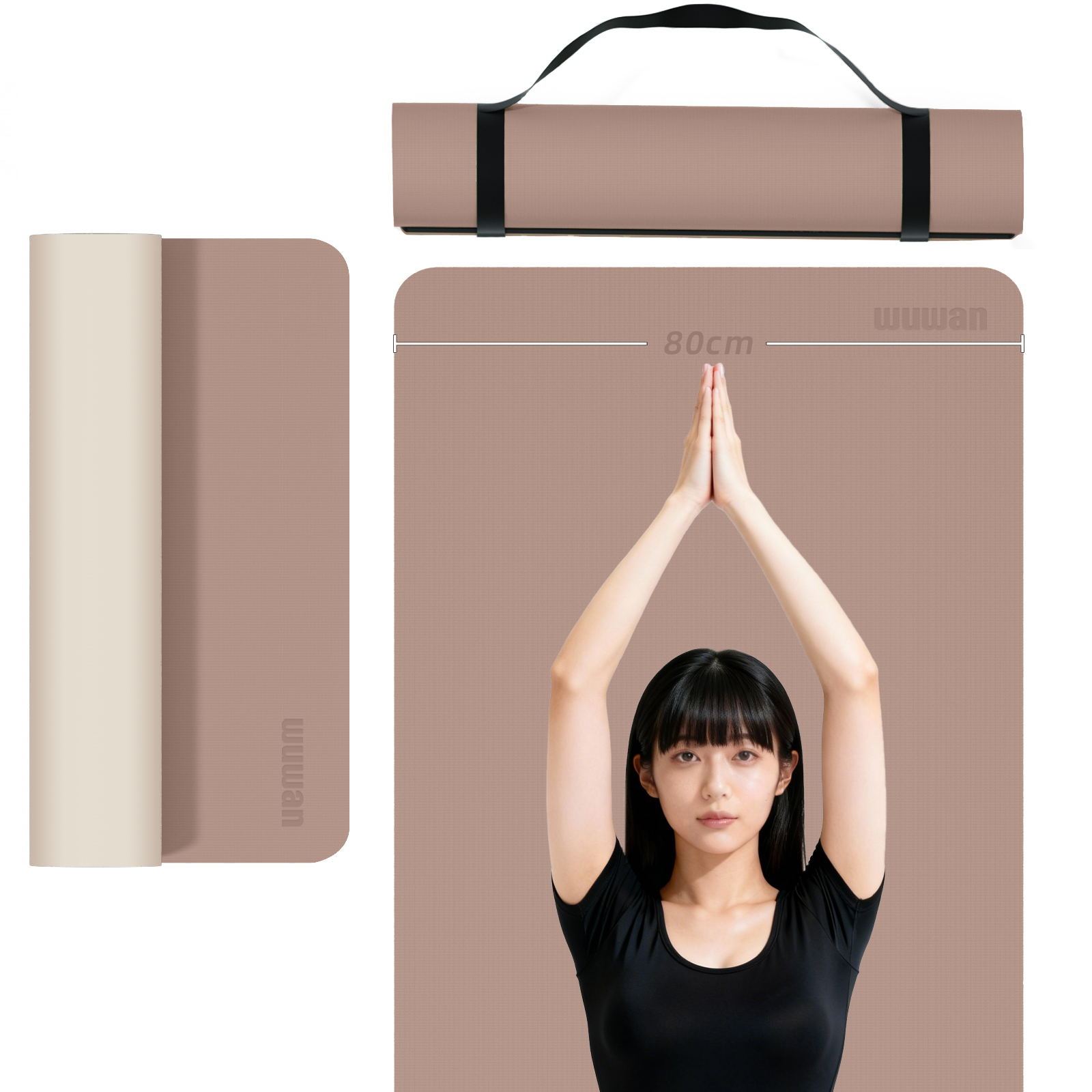Yoga Mat, Anti-Slip, 72.0 x 31.5 x 0.3 inches (183 x 80 x 0.8 cm), Thick, Wide, Large, Fitness, Exercise Mat, Eco-friendly TPE Material, Carry Strap, Hot Yoga, Stretching, Workout, Women's, Yoga