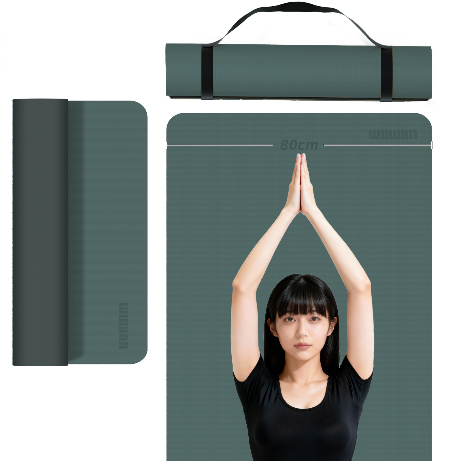 Yoga Mat, Anti-Slip, 72.0 x 31.5 x 0.3 inches (183 x 80 x 0.8 cm), Thick, Wide, Large, Fitness, Exercise Mat, Eco-friendly TPE Material, Carry Strap, Hot Yoga, Stretching, Workout, Women's, Yoga