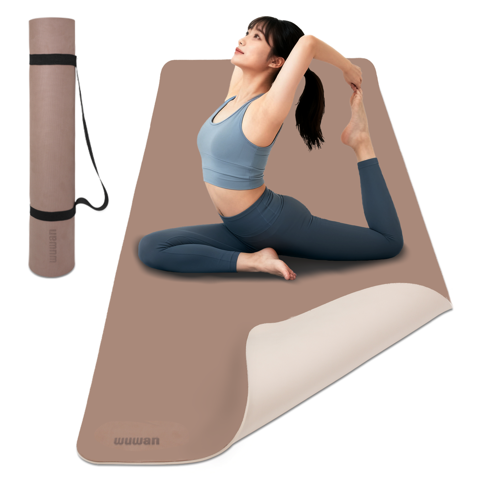 Yoga Mat, Anti-Slip, 72.0 x 31.5 x 0.3 inches (183 x 80 x 0.8 cm), Thick, Wide, Large, Fitness, Exercise Mat, Eco-friendly TPE Material, Carry Strap, Hot Yoga, Stretching, Workout, Women's, Yoga