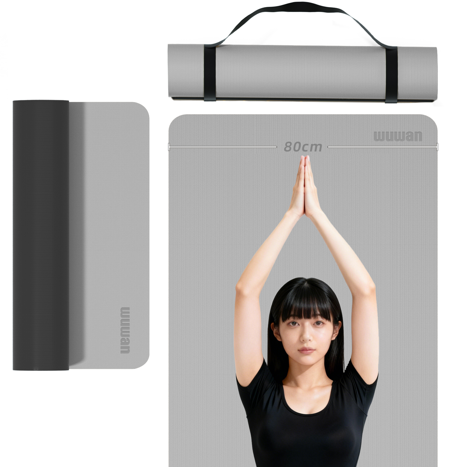 Yoga Mat, Anti-Slip, 72.0 x 31.5 x 0.3 inches (183 x 80 x 0.8 cm), Thick, Wide, Large, Fitness, Exercise Mat, Eco-friendly TPE Material, Carry Strap, Hot Yoga, Stretching, Workout, Women's, Yoga