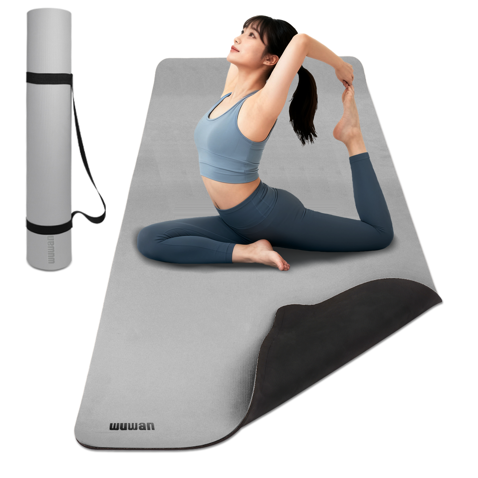 Yoga Mat, Anti-Slip, 72.0 x 31.5 x 0.3 inches (183 x 80 x 0.8 cm), Thick, Wide, Large, Fitness, Exercise Mat, Eco-friendly TPE Material, Carry Strap, Hot Yoga, Stretching, Workout, Women's, Yoga