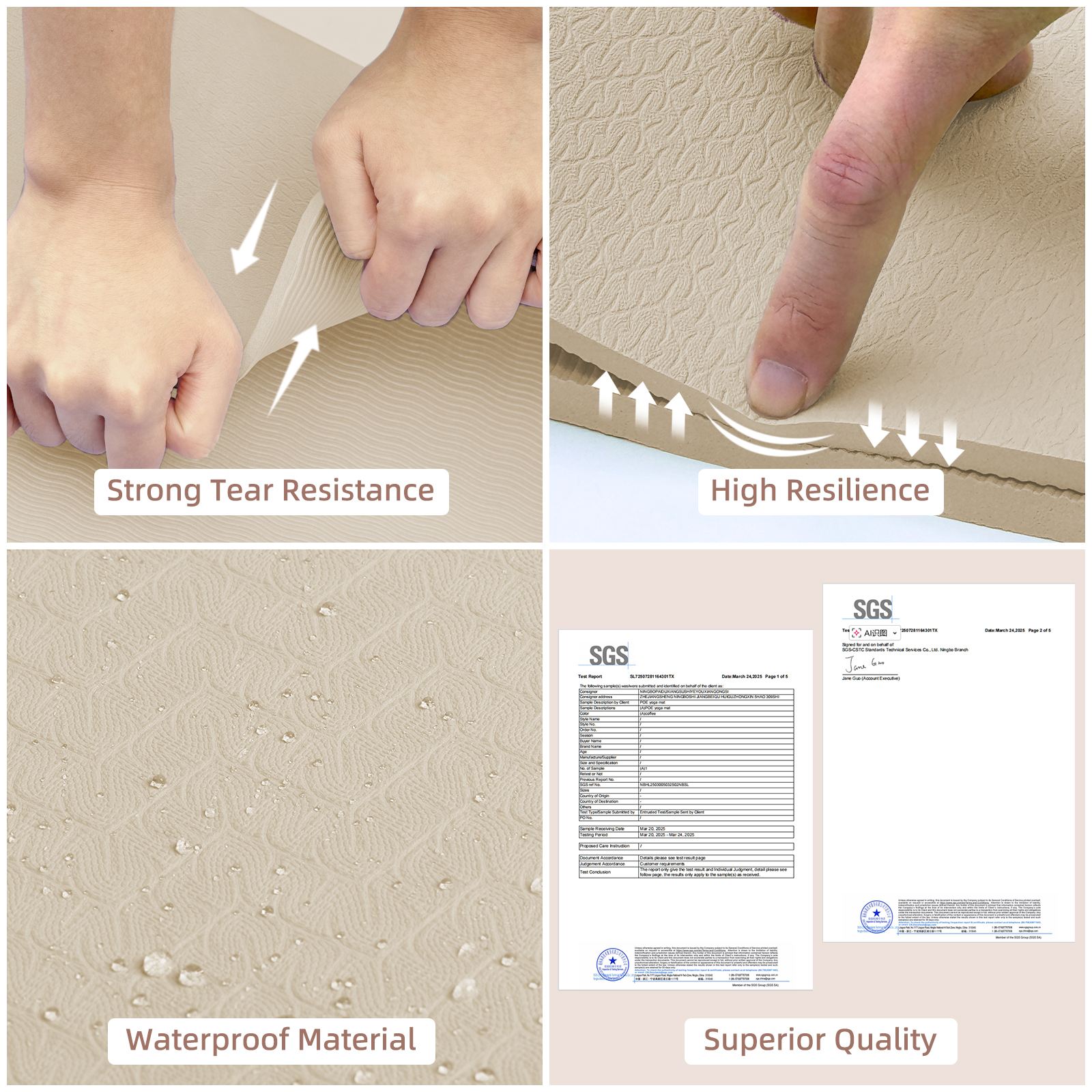 Large Yoga Mat, 72" x 36" x 2/5"（10MM） Thick Non-Slip Exercise Mat, SGS-Certified POE Material, Ideal for Home Gym, Yoga, Pilates, Fitness Workouts & Floor Mat