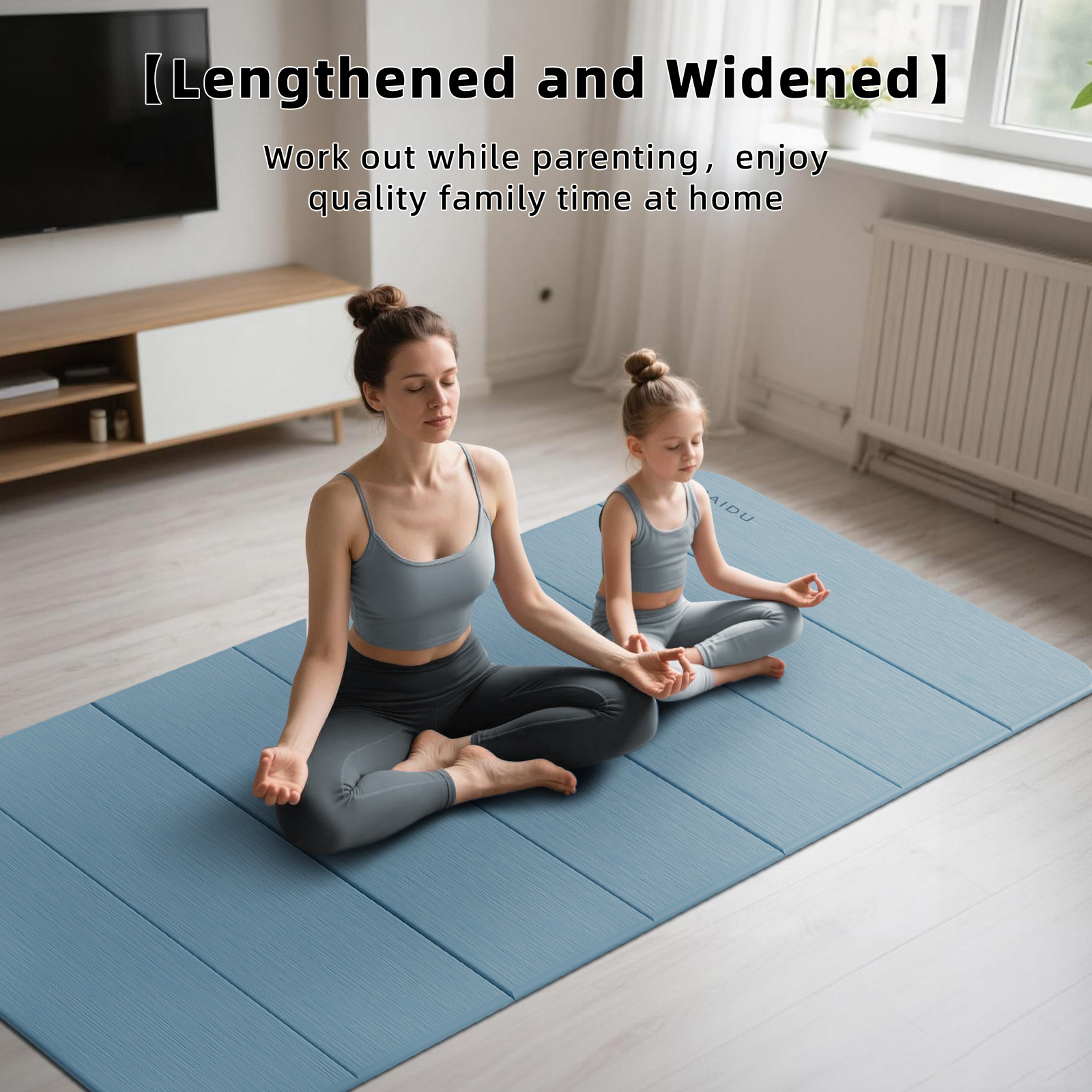 Foldable Yoga Mat thick- 2/5" (10MM) TPE Non-Slip Design, Quick Fold，Easy Storage, 75x40 Extra Long/Wide for Indoor Yoga, Pilates and Outdoor Travel Workouts