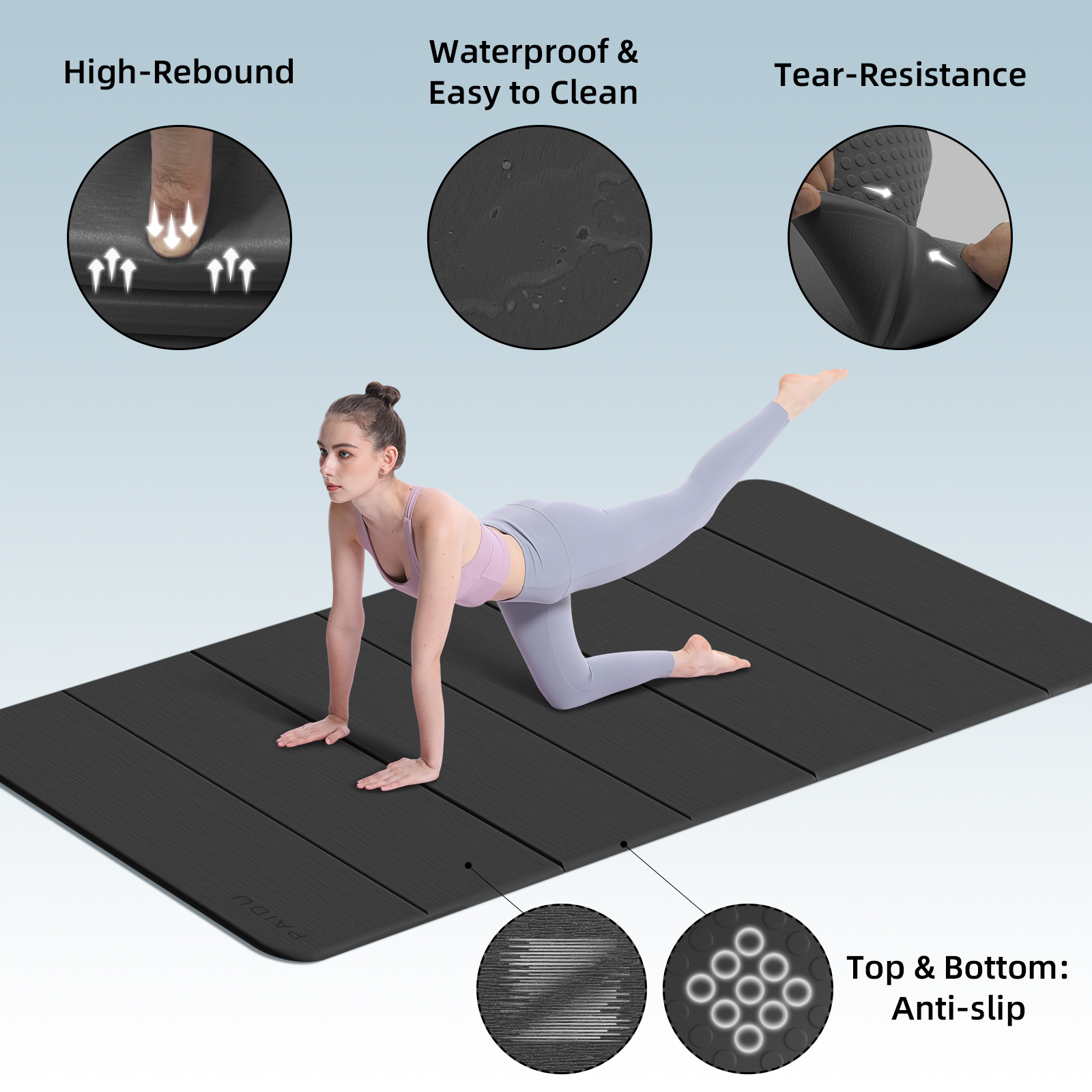 Foldable Yoga Mat thick- 2/5" (10MM) TPE Non-Slip Design, Quick Fold，Easy Storage, 75x40 Extra Long/Wide for Indoor Yoga, Pilates and Outdoor Travel Workouts